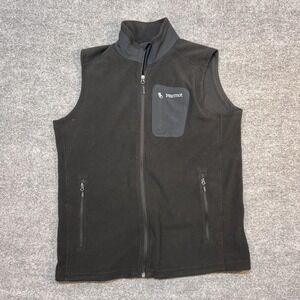 Marmot Vest Mens Large Black Polartec Fleece Full Zip Outdoor Hiking Casual